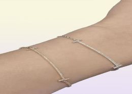 link chain diamond bracelet for women rose gold silver plated non fading face 18K bracelets fashion designer jewelry girls202E6075984
