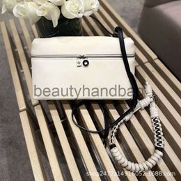 Loro Piano LP LorosPianasl leather L27 bag large lunch box bag Colour contrast litchi grain cowhide handbag woven rope shoulder bag