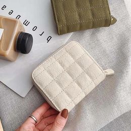 Wallets Short Money Bags PU Leather Bag Coin Purse Korean Style Women Wallet Female Zipper Plaid