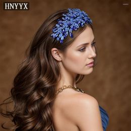 Headpieces HNYYX Rhinestone Beaded For Women Headband Handmade Vintage Crystal Hair Hoop Girls Party Holiday Accessories A165 Blue