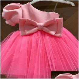 Girls Dresses Baby Girl Princess Tutu Dress Infant Toddler Off Shoder Bow Vestido Puff Sleeve Party Pageant Birthday Clothes 1-10Y Dro Dhuqf