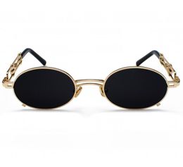 retro steampunk sunglasses men round vintage metal frame gold black oval sun glasses for women red male gift7728704