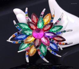 JUJIE Multicolor Crystal Flower Brooches For Women Wedding Bouquets Brooch Lapel Pins Fashion Jewellery Drop186067225282062
