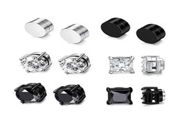 Hip Hop Non Piercing Zircon Ear Clip Stainless Steel Earrings New Style Magnetic Earrings Jewelry Set Whole6290118