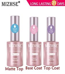 MIZHSE No Wipe Top Base Coat Matte Top Transparent Gel Nail Polish UV LED Nail Primer Builder Fingernail Gel Varnish Lacquer1228714