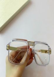 Men Square Sunglasses 8039 Transparent Gold Vintage Sunglasses Eyeglasses Frame Eye wear New with Box6763658