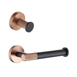 2PCS Bathroom Accessories Kit Bath Hardware Set Wall Mount Rose Gold Black Toilet Tissue Holder Robe Hook 240428