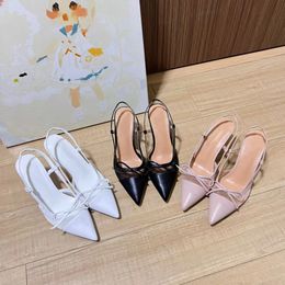 Fashion Classic Women's Sandals Designer Brand Bow Pointy Design New High Heels Lightweight French Casual Bun Head Anti-Slip Wear-Resistant Stiletto Sandals