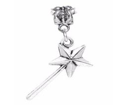 200PCS Magic Wand Star Fairy Princess Fairytale Dangle Charm for European Bead Bracelet 37 x13x2mm8062857