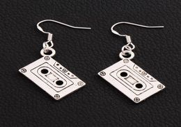 Music Cassette Tape Earrings 925 Silver Fish Ear Hook 30pairslot Antique Silver Chandelier E258 443x1628mm ZHL25133395255