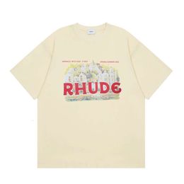 Rhude T-shirt Designer Tee Luxury Fashion Mens TShirts Pure Cotton Printed Loose Casual And Versatile Trendy Brand Letter Casual Short Sleeved For Men And Women