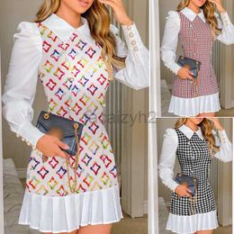 Basic Casual Dresses Designer Dress Women's new autumn slim, fragrant and stitched fake two-piece dress A-shaped skirt