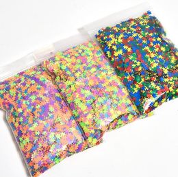 Neon Puzzle Shaped glitter multi color neon puzzle pieces 50g weighed bags4 mm Solvent Resistant NonToxic Polyester Glitter2070453