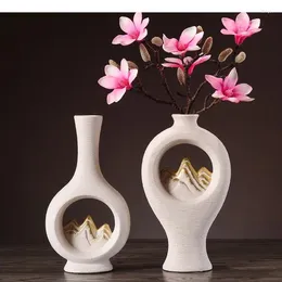 Vases Chinese Style Ceramic Vase Hollow Out Jinshan Handmade Modern Home Decoration Flower Arrangement Accessories