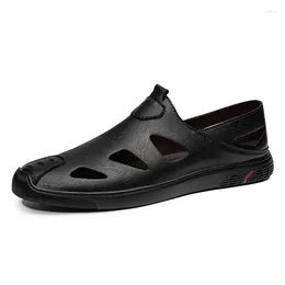 Casual Shoes 2024 Summer Brand Men's Fashion Comfortable Leather For Men Soft Bottom Business Slip-on Flat