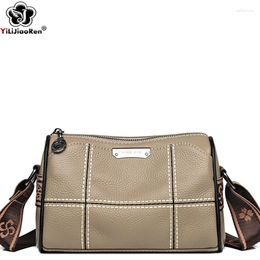 Evening Bags Fashion Wide Strap Shoulder Bag Ladies Brand Genuine Leather Crossbody Messenger For Women Satchel Cowhide Handbag Sac