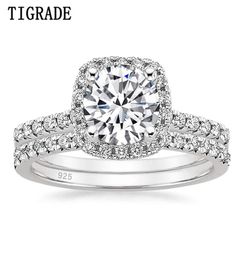 125CT 925 Sterling Silver Bridal Rings Sets Cubic Zirconia Halo CZ Engagements Wedding Bands For Women Promise 2112172978966
