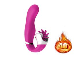 ss22 Sex toy massager New Dual Stimulator Heating Vibrator Multispeed GSpot Vibrator Vibrating Clitoris Massager Tongue Licking 1481869