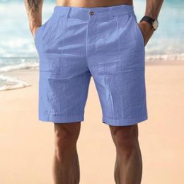 Men's Shorts Men Casual Stylish Summer With Pockets Mid-rise Button Zipper Design Solid Color Straight For Streetwear