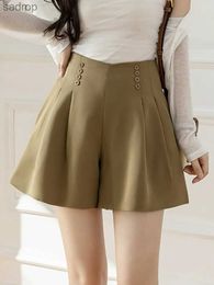 Kjolar hög midja korta byxor kvinnor ny ankomst 2023 sommar mode koreansk stil fast färg all-match office lady casual shorts w1265 xw