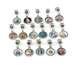 150pcslots Round Jesus Christ icon Dangle Charm Beads Fit Pendant Bracelet necklace DIY Jewellery Religious Christmas gift 13x28mm 2455812