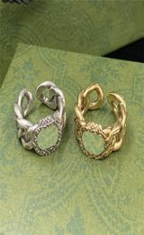 Vintage Winding Interlocking Letter Rings Golden Silver Ring Designer Women Open Size Anello Personality Jewellery With Box9758376