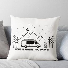 Pillow Home Is Where You Park It Vanlife Campervan Camping Outdoors RV Throw Christmas Pillowcase