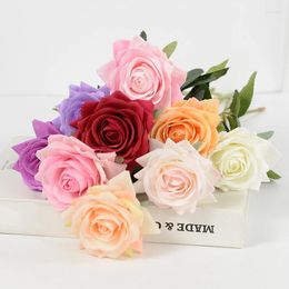 Decorative Flowers 1/3pcs Plastic Artificial Rose Bridal Bouquets Accessories Home Wedding Party Decor Diy Scrapbooking Craft Supplies