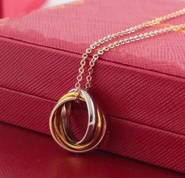 Fashion Selling Men Women Couple Necklace Three Loop Mix Colour Pendant Necklaces Jewellery Stainless Steel No Fade Gift with Link Ch2237370
