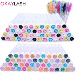 Makeup Brushes 50PcsLot Reusable Eyelash Mascara Wand Tube Whole False Lashes Brush Comb Clean Case Lash Spoolie Applicator Co7224706