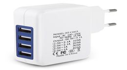 US EU Plug Travel Home Wall Charger 4 USB Ports Charging Adapter for Cell Phones GPS etc Mobile Devices1190235