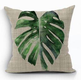 tropical green leaves cushion cover nature banan leaf throw pillow case for sofa bed chair couch 45cm square capa de almofada9554869