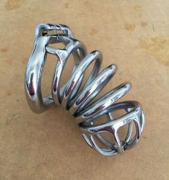 80MM Length Open Mouth Snap Ring Male Stainless Steel Cage Penis Bondage Men Sex Toys for BDSM9204112
