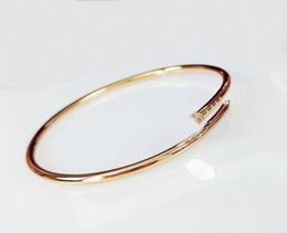 2022 Luxury quality V gold Charm bangle nail thin bracelet with diamond for women wedding Jewellery gift engagement have stamp PS3352290100