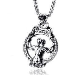 Pendant Necklaces Stainless Steel Vintage Mirror Devil Skull Punk Rock Necklace Jewellery Gift For Him With Chain1214527