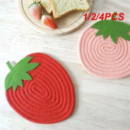 Table Mats 1/2/4PCS Dish Pad Household Cotton Rope Multifunctional Strawberry Shape High Quality Kitchen Gadgets Cup Mat 2024 Cute