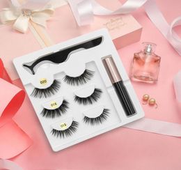 sell 3 Pairs Magnetic Eyelashes Set Waterproof Long Lasting Magnet Liquid Eyeliner Magnetic Lashes Tweezer Set Eyelash Exten9865519