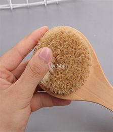 Dry Bath Body Brush Back Scrubber Antislip Short Wooden Handle Natural Bristles Shower Exfoliating Massager DD1574976