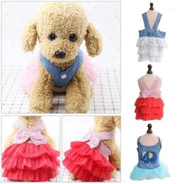 Pet Summer Bowknot Pet Costume Dress Dog Striped Cat Dog Puppy Wedding Princess Wedding Party Tutu Skirt Clothes15520111