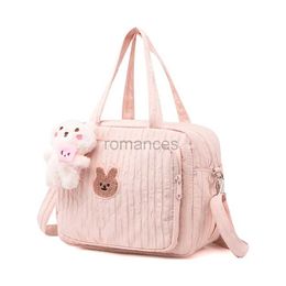 Diaper Bags 1pc Solid Colour Baby Organiser Maternity Bag Animal Cartoon Portable Nylon Mom Travel Tote with Pendant d240430