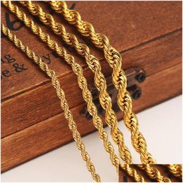 Chains 24K Gold Colour Filled Necklace Chain For Men And Women Bracelet Rope High Quality Drop Delivery Jewellery Necklaces Pendants Dhux0