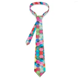 Bow Ties Colourful Geo Print Tie Honeycomb Cubes Wedding Neck Unisex Adult Classic Elegant Necktie Accessories Graphic Collar