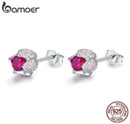 Romantic 925 Sterling Silver Luminous Tulip Flower Buds Pink CZ Zircon Stud Earring Wedding Jewellery Gift BSE042 2106183707786