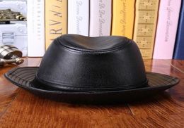 Wide Brim Hats Real Genuine Leather Hat Men039s Sheepskin Fedoras Autumn Winter Men Jazz Fashion Trend Brands Caps6558634