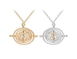 24 PcsLot Selling 35 cm Diameter Time Turner Necklace Movie Jewellery Rotating Hourglass Pendant Bulk Whole H112278397749447593