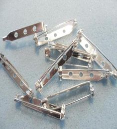200 pcs brooch safety pins with roll safety clasp 32mm silver plated brooch back roll clasp brooch pin2984633