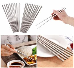 Stainless Steel Chopsticks Spiral Reusable Chop Sticks Durable Food Sticks Chopstick Chinese Chopstick Silver Home Restaurant Tabl6788914