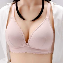 Bras Thin Pure Cotton Maternity Breastfding Underwear Gathers Anti Sagging Soft and Comfortable Womens Bra During Pregnancy Y240426