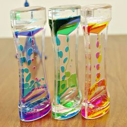 Hourglass Timer Double Colours Oil Liquid Floating Motion Bubbles Desk Decors Descending Sensory Kids Toy 240430