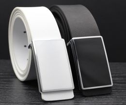 Stylish white and black leather strap man Korean edition trendy youth simple and smooth casual belt male 2181720